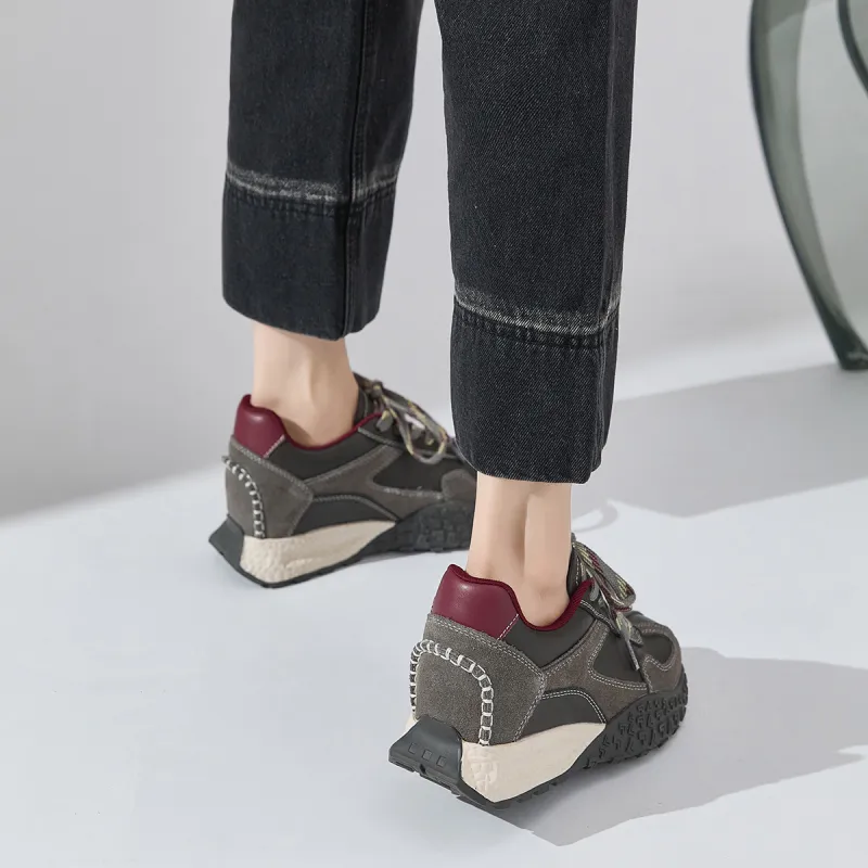ΛOLUNKΛ Anti Slip And Wear Resistant Height Increasing Low Top Casual Shoes Women's-2