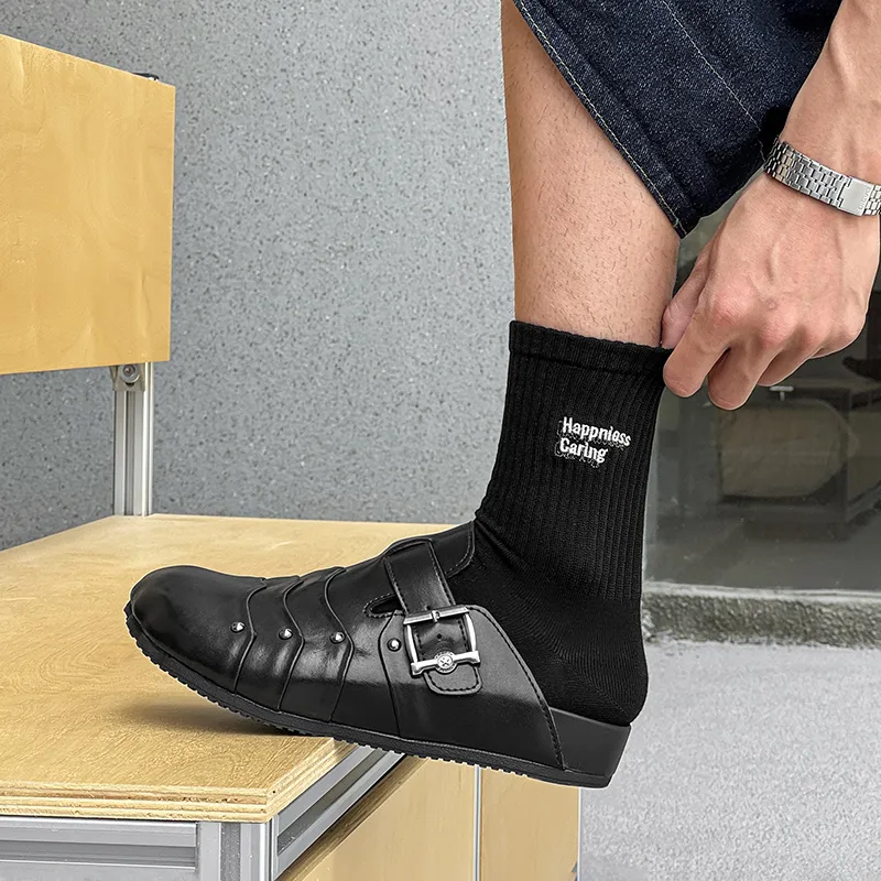 ΛOLUNKΛ Metal Abrasion Resistant Slip Resistant Closed Toe Slippers Unisex Black-4