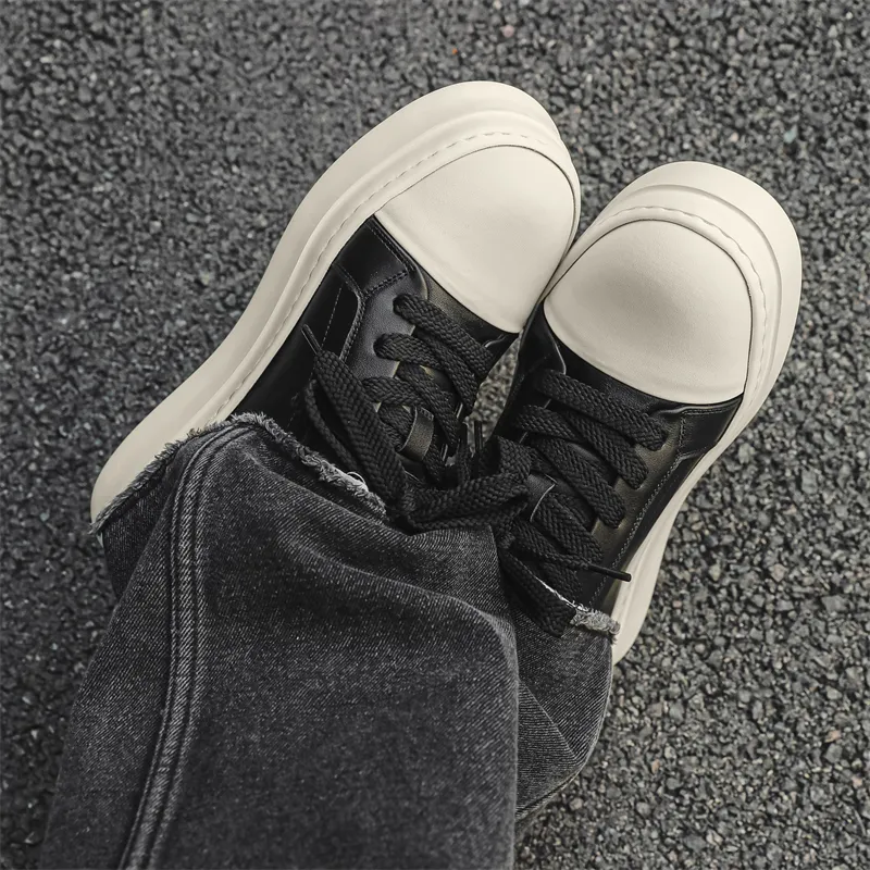 ΛOLUNKΛ Slip Resistant Lightweight Height Increasing Low Top Skateboard Shoes Men's-3