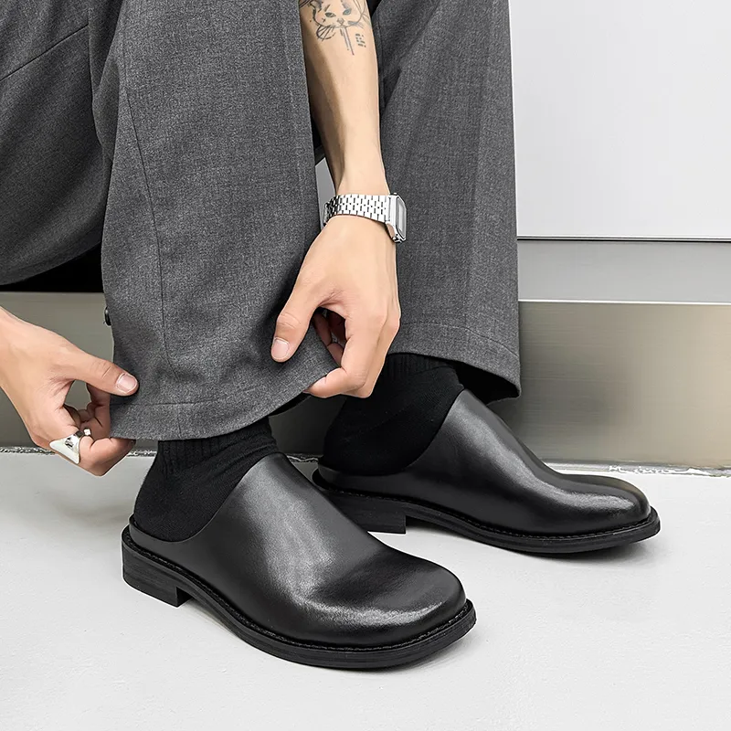 ΛOLUNKΛ Rubber Sole Abrasion Resistant Slip Resistant Closed Toe Slippers Unisex Black-3