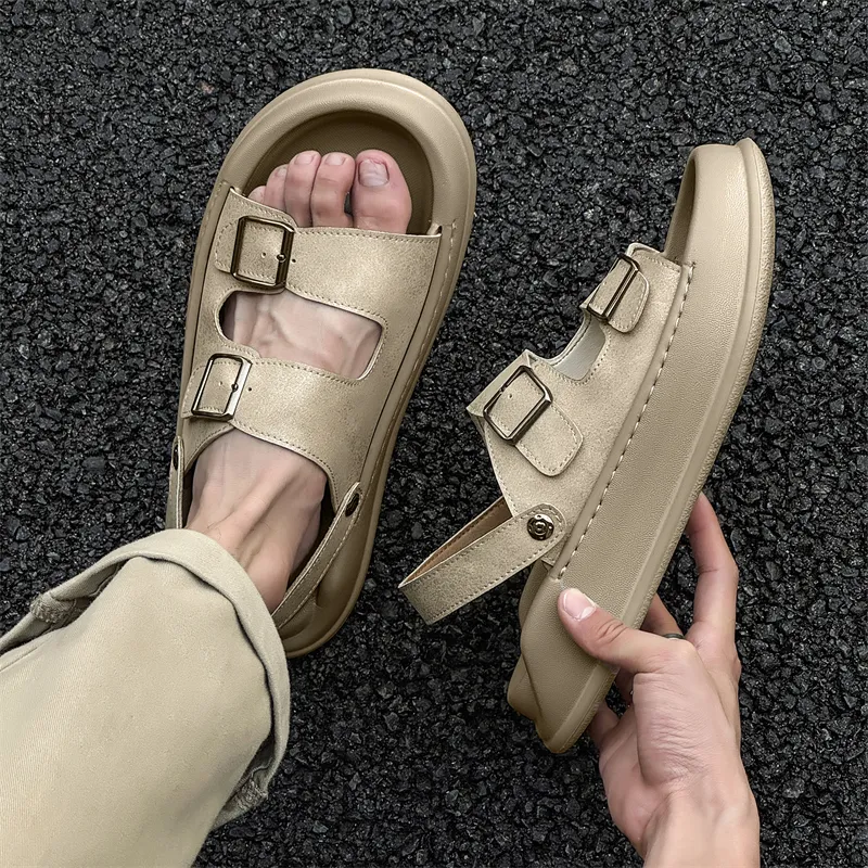 ΛOLUNKΛ Beach Sandals Men Black/Beige/Green-10