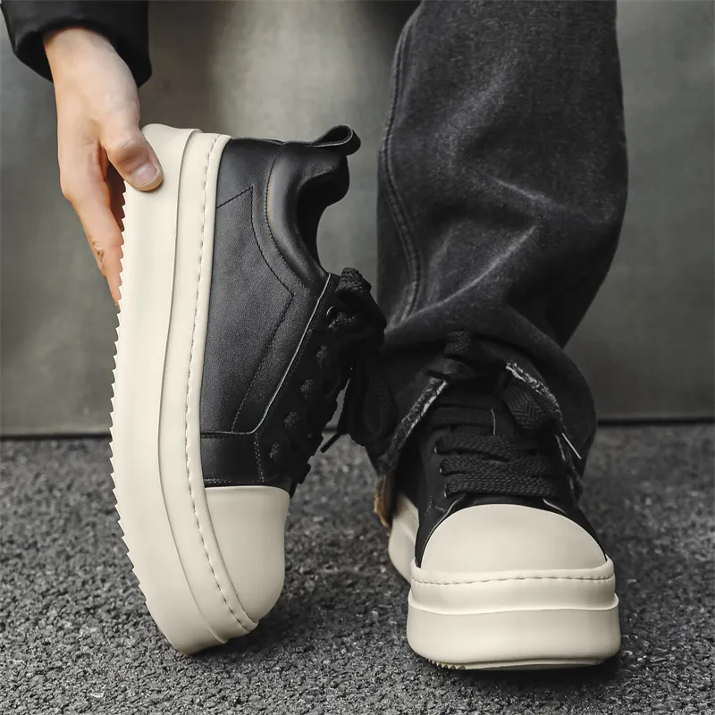 ΛOLUNKΛ Slip Resistant Lightweight Height Increasing Low Top Skateboard Shoes Men's-1