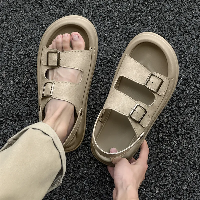 ΛOLUNKΛ Beach Sandals Men Black/Beige/Green-9