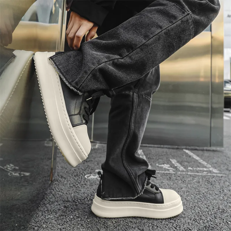ΛOLUNKΛ Slip Resistant Lightweight Height Increasing Low Top Skateboard Shoes Men's-4