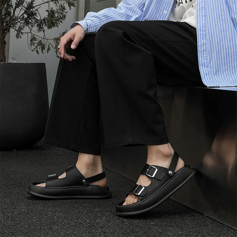 ΛOLUNKΛ Beach Sandals Men Black/Beige/Green-6