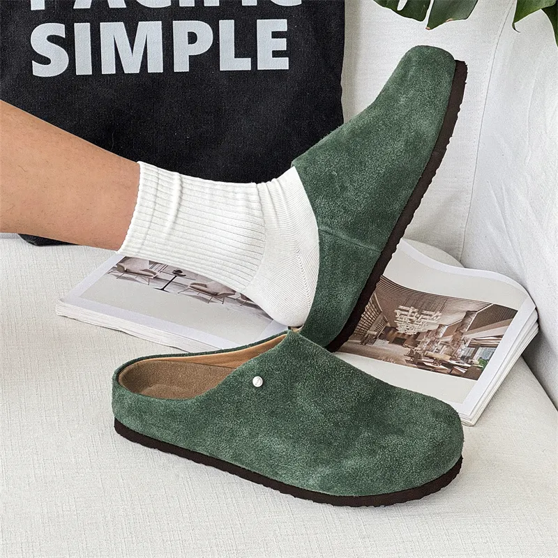 ΛOLUNKΛ Rubber Sole Stitching Abrasion Resistant Closed Toe Slippers Unisex-6