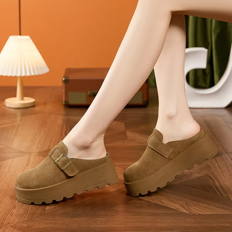 ΛOLUNKΛ Abrasion Resistant Slip Resistant Closed Toe Slippers Women's-17