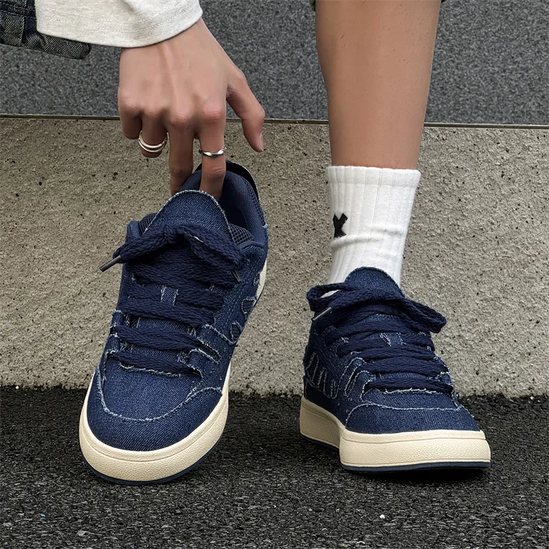 Ignition Lightweight And Breathable Low Top Skateboard Shoes Men's Denim Blue-3
