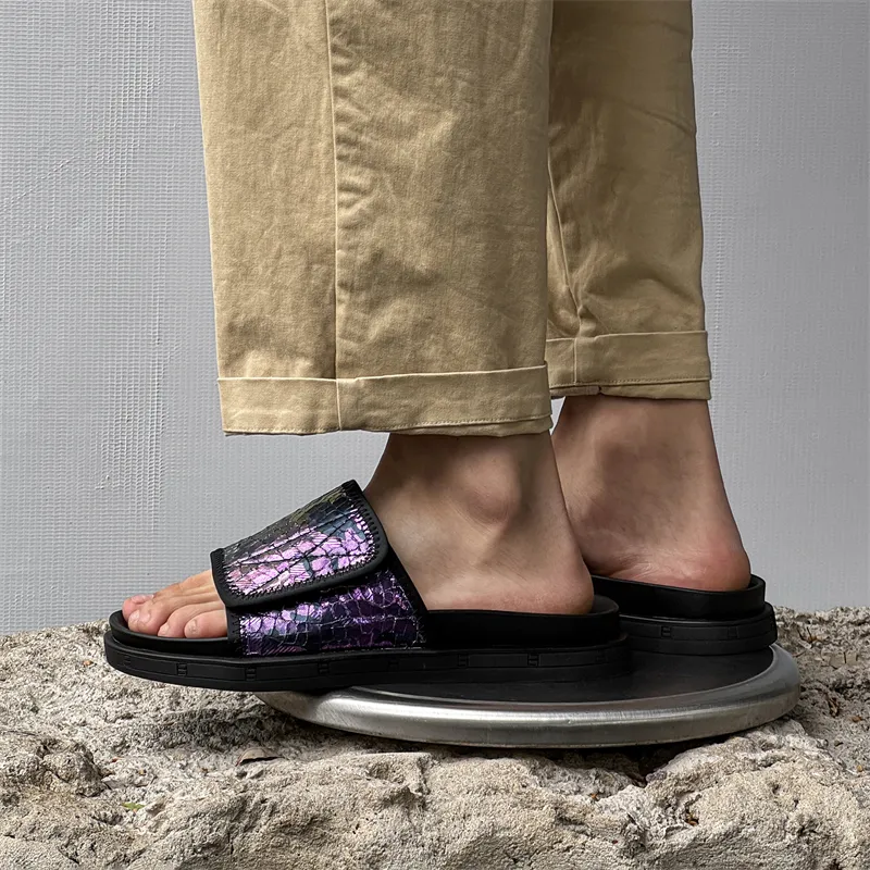 Ignition Stitching Odor Resistant Quick Dry Slide Slippers Men's Purple-5