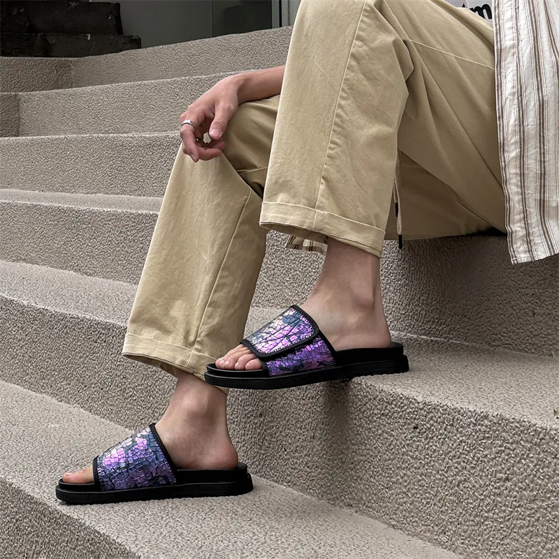 Ignition Stitching Odor Resistant Quick Dry Slide Slippers Men's Purple-4