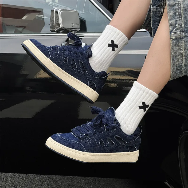 Ignition Lightweight And Breathable Low Top Skateboard Shoes Men's Denim Blue-6