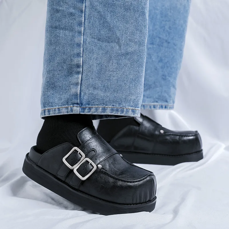 Ignition Rubber Sole Abrasion Resistant Slip Resistant Closed Toe Slippers Unisex Black-3