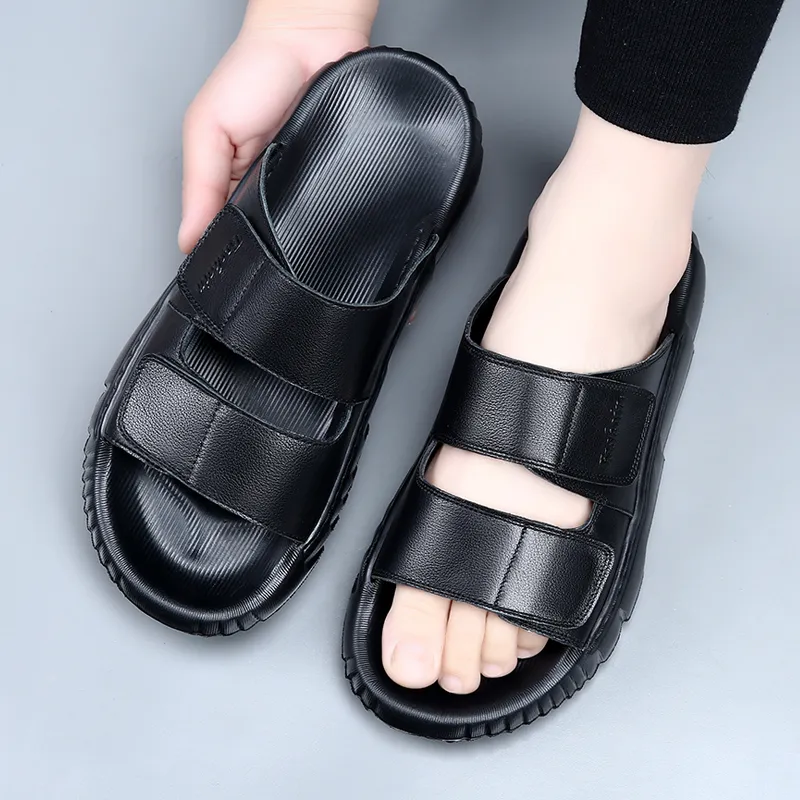 Ignition Stitching Slip Resistant Slide Slippers Men's Black-6