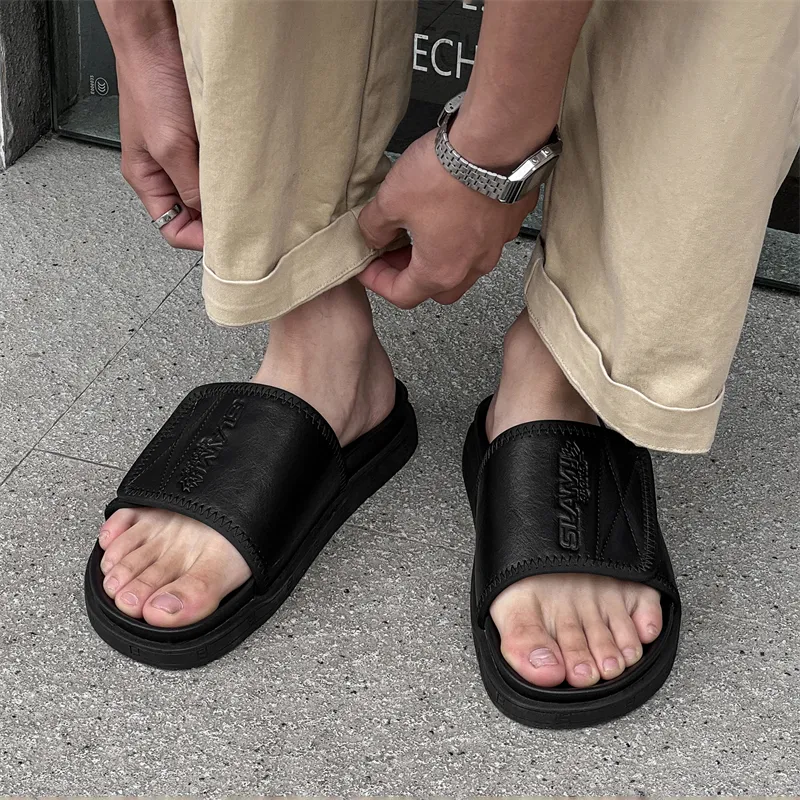 Ignition Stitching Odor Resistant, Abrasion Resistant Slide Slippers Men's Black-3