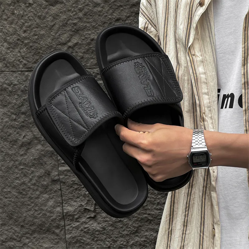 Ignition Stitching Odor Resistant, Abrasion Resistant Slide Slippers Men's Black-2