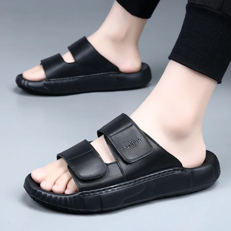 Ignition Stitching Slip Resistant Slide Slippers Men's Black-2
