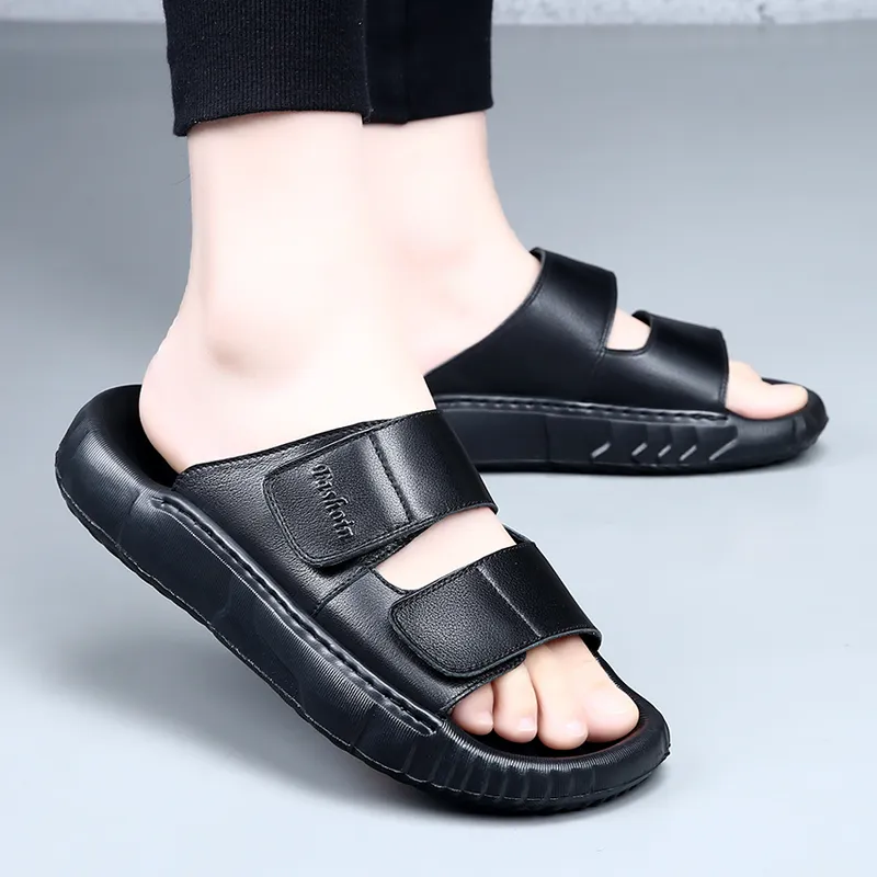 Ignition Stitching Slip Resistant Slide Slippers Men's Black-3
