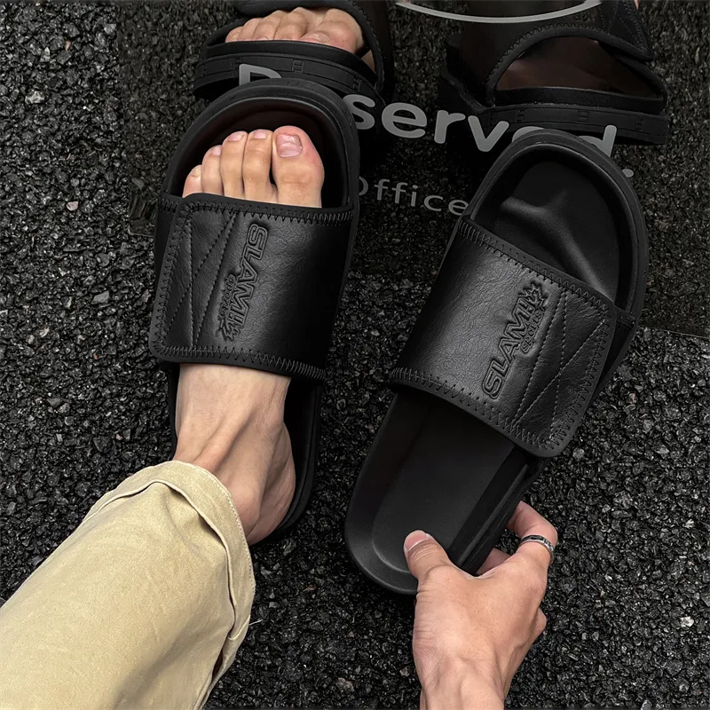 Ignition Stitching Odor Resistant, Abrasion Resistant Slide Slippers Men's Black-1