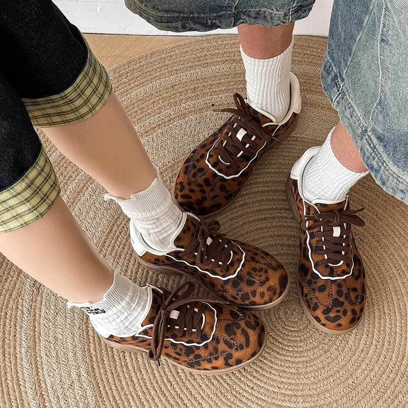 Ignition Abrasion Resistant Low Top Casual Shoes Unisex Leopard Print Brown-4
