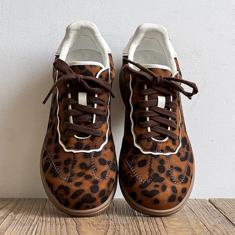 Ignition Abrasion Resistant Low Top Casual Shoes Unisex Leopard Print Brown-6