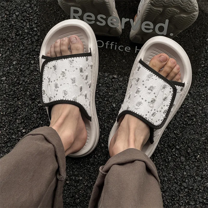 Ignition Slip Resistant Slide Slippers Men's White-5