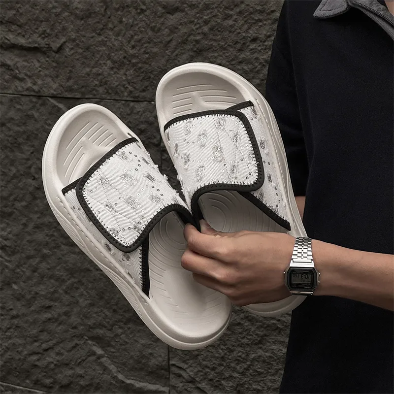 Ignition Slip Resistant Slide Slippers Men's White-2