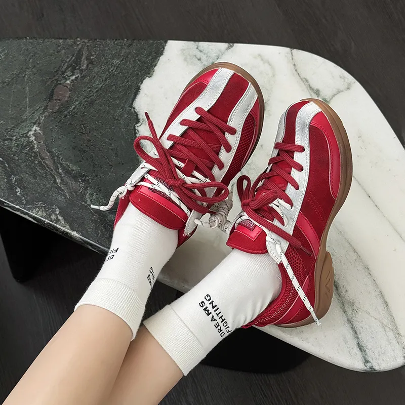 Ignition Anti Slip Wear Resistant Low Top Casual Shoes Unisex Red-5