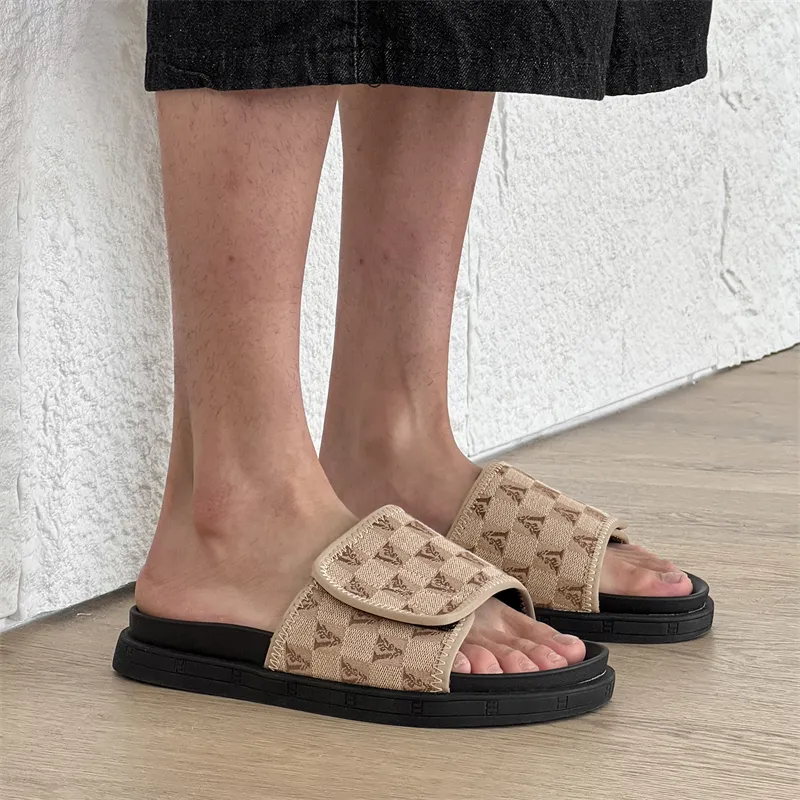 Ignition Stitching Slip Resistant Slide Slippers Men's Khaki-1