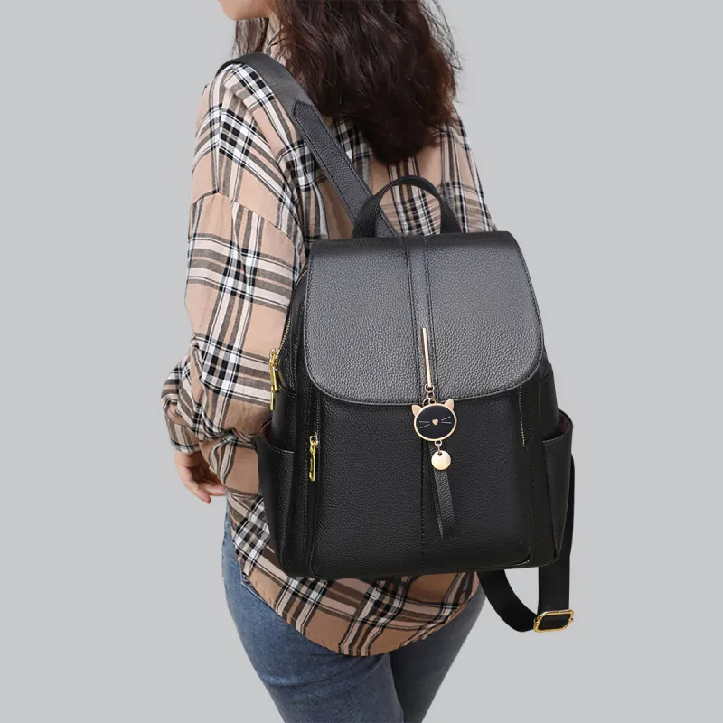 MILLIE'S Cow Leather Backpack Regular Women's Black-1