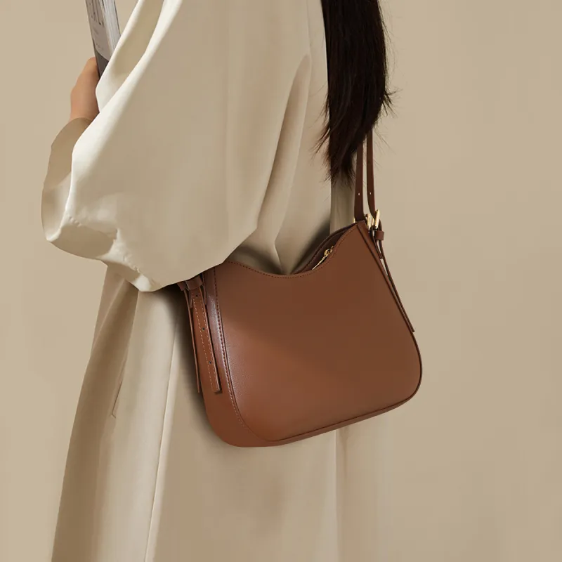 MILLIE'S Cow Leather Shoulder Bag, Crossbody Bag Regular Women's Coffee-4