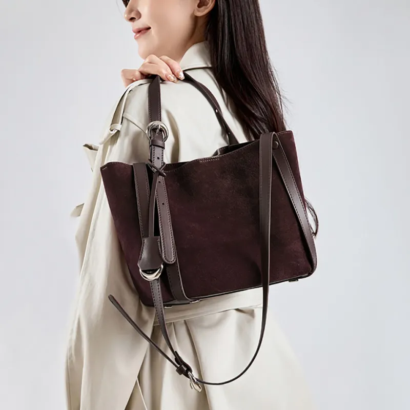 MILLIE'S Cow Leather Bucket Bag, Shoulder Bag, Crossbody Bag, Handbag Regular Women's Coffee-1