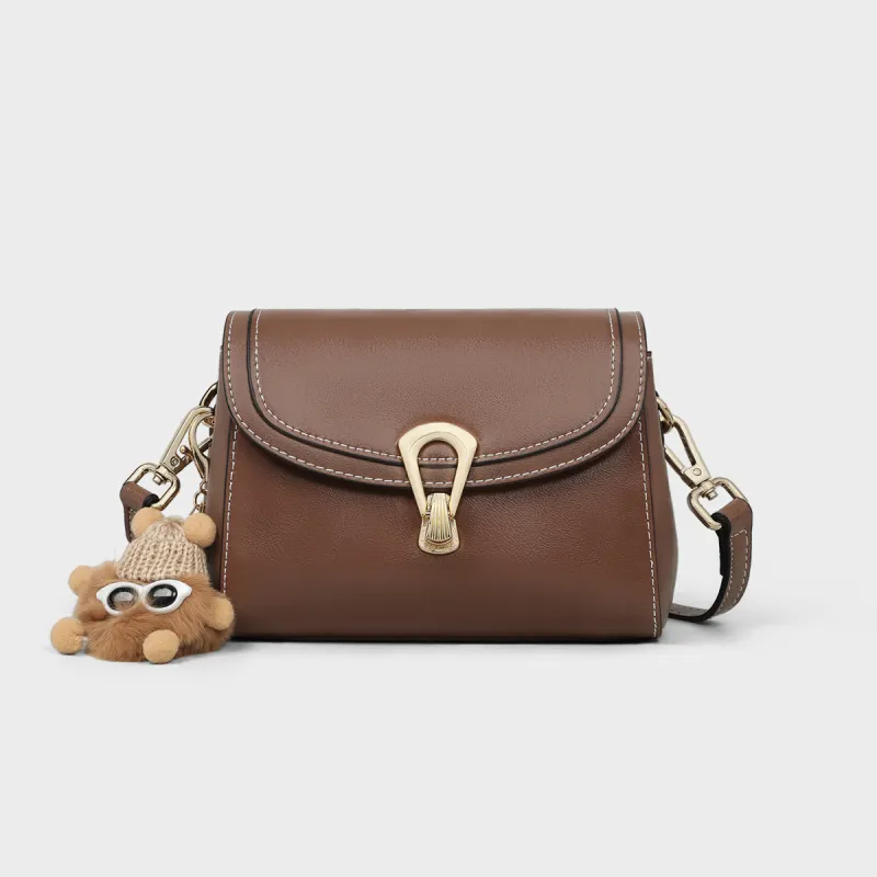 MILLIE'S Cow Leather Underarm Crossbody Bag, Shoulder Bag, Small Square Bag Regular Women's Coffee-3