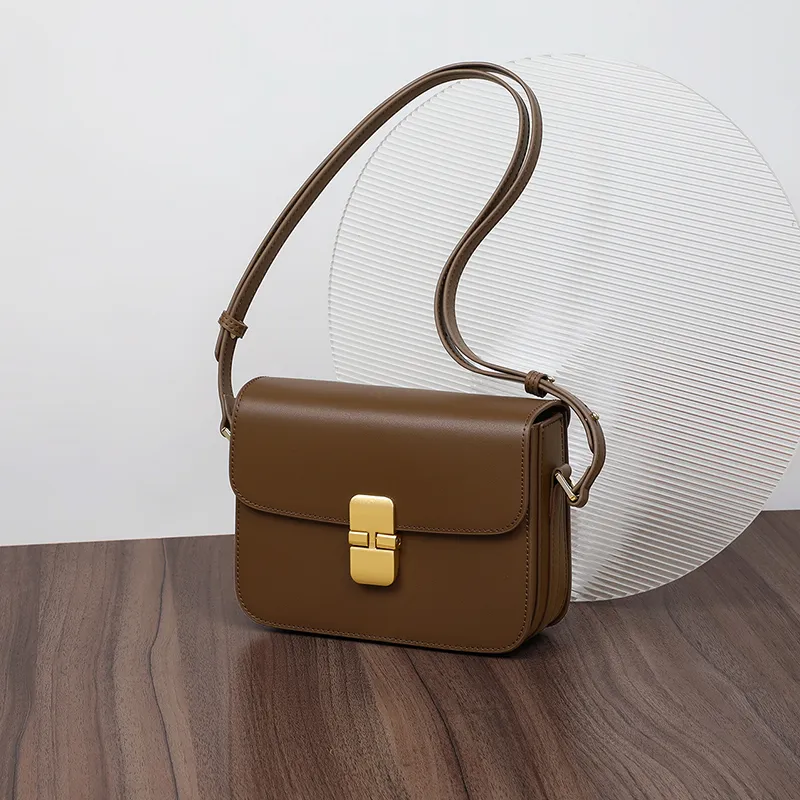 MILLIE'S Cow Leather Underarm Shoulder Bag, Crossbody Bag, Tofu Bag Regular Women's Dark Coffee-5