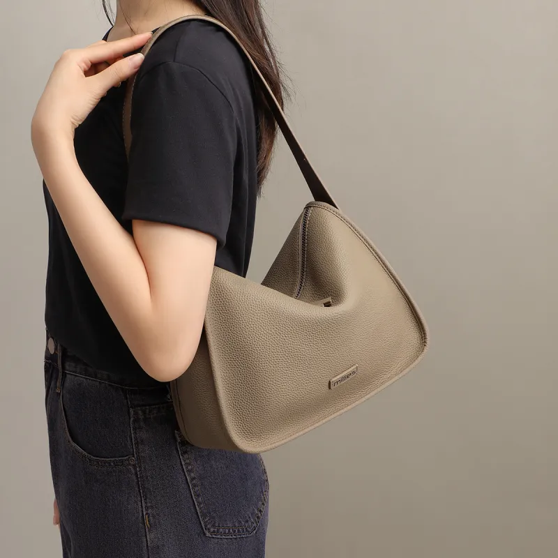 MILLIE'S Cow Leather Patchwork Synthetic Leather Shoulder Bag Regular Women's Chestnut/Cream Apricot-6