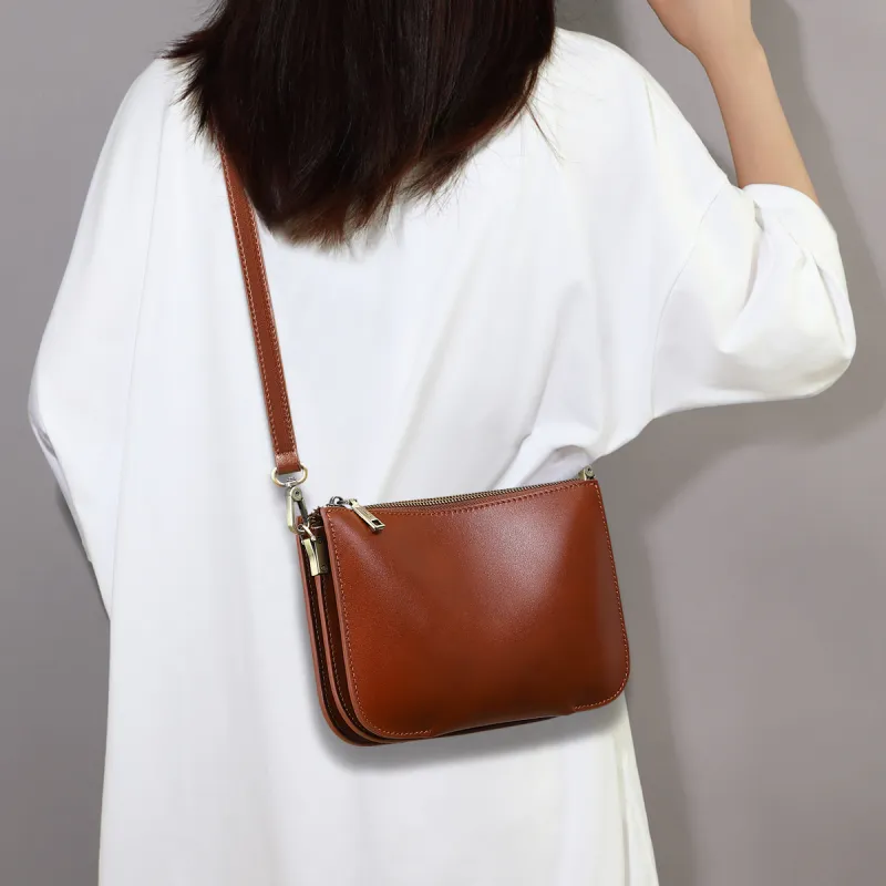 MILLIE'S Cow Leather Underarm Shoulder Bag, Crossbody Bag, Small Square Bag Regular Women's Brown-5