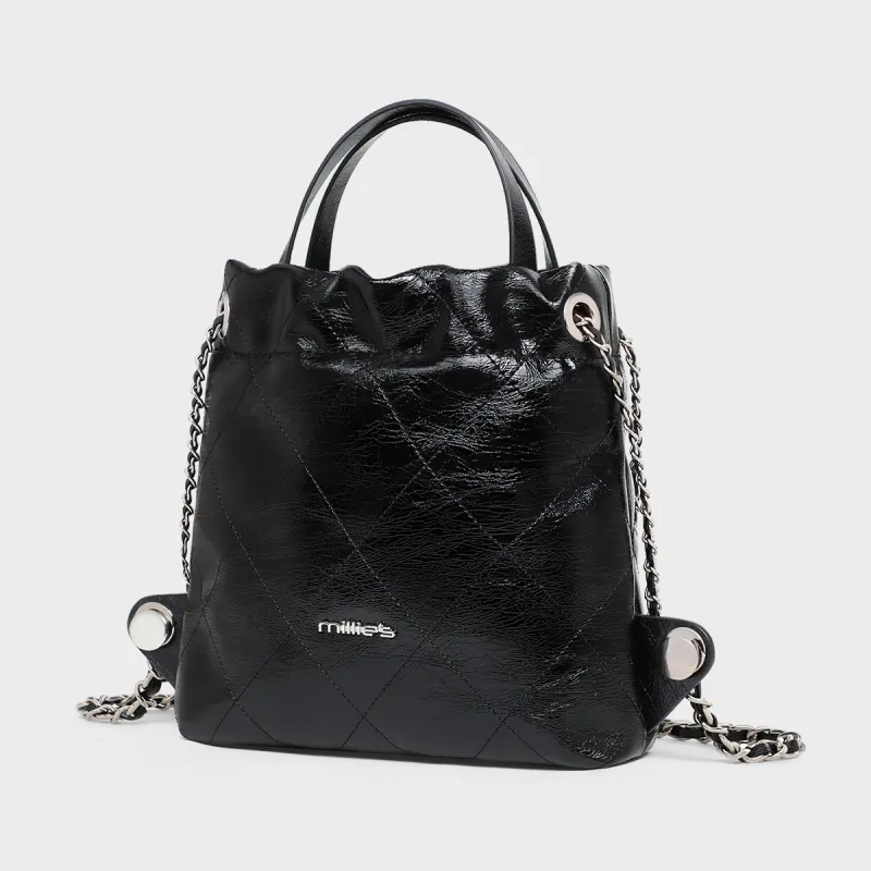 MILLIE'S Synthetic Leather Backpack Regular Women's Black-3