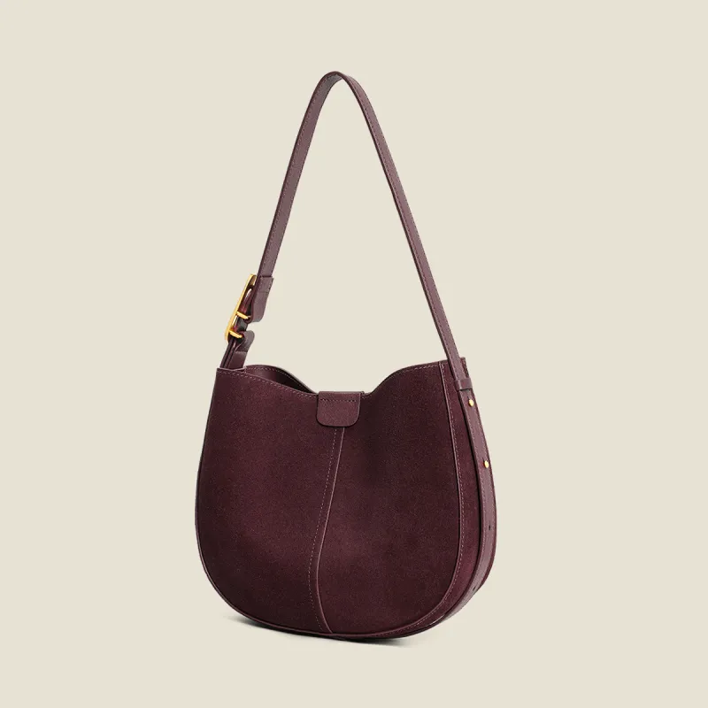 MILLIE'S Cow Leather Crossbody Bag Shoulder Bag Saddle Bag Regular Women's Coffee/Burgundy-8