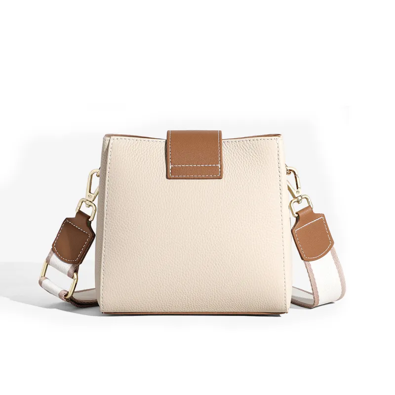 MILLIE'S Cow Leather With Synthetic Leather Shoulder Bag Regular Women's Ecru-4