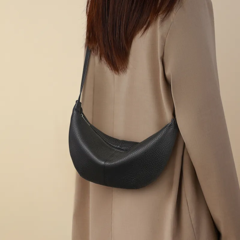 MILLIE'S Cow Leather Armpit Shoulder Dumpling Bag Crossbody Bag Regular Women's Black/Coffee-1