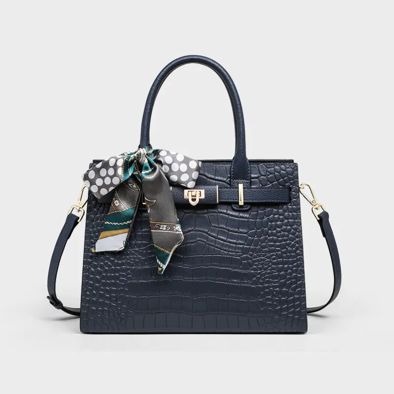 MILLIE'S Cow Leather Shoulder Bag, Crossbody Bag, Handbag Regular Women's White/Blue-9