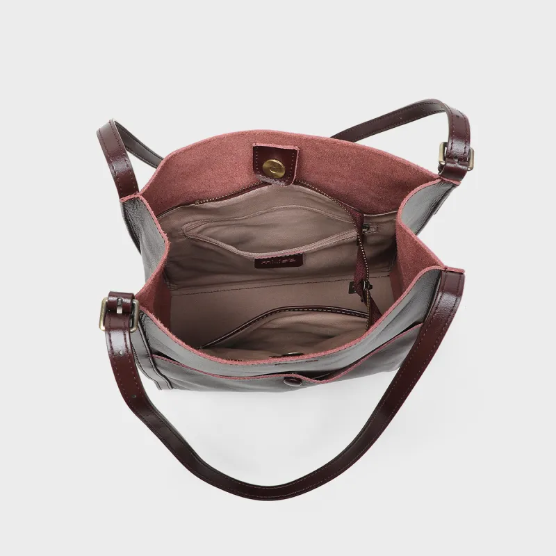 MILLIE'S Cow Leather Tote Shopping Bag Underarm Shoulder Bag Regular Women's Lilac-5