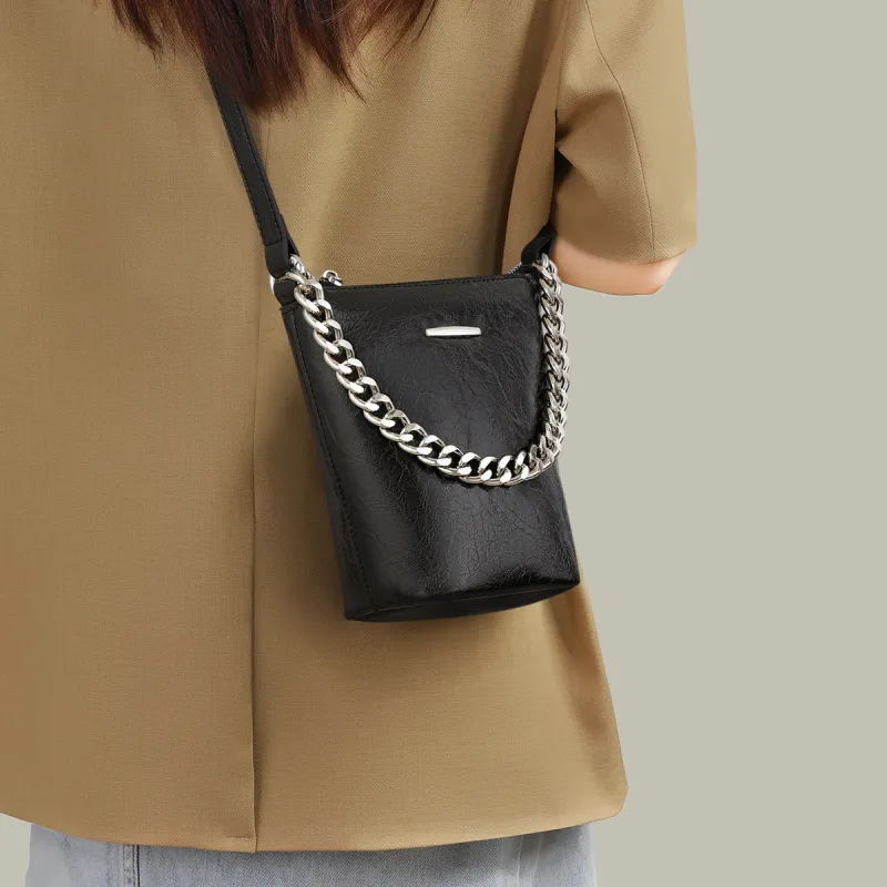 MILLIE'S Cow Leather With Synthetic Leather Handbag, Shoulder Bag, Crossbody Bag Women's Silver/Black-4