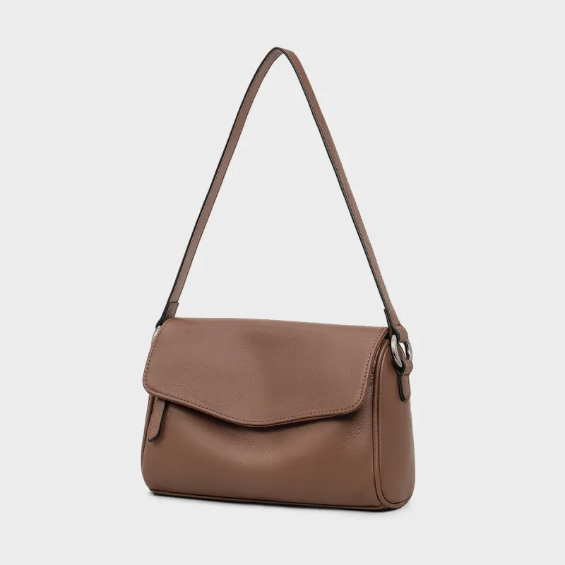 MILLIE'S Cow Leather Underarm Shoulder Bag, Crossbody Bag, Pillow Bag Women's Chocolates-2