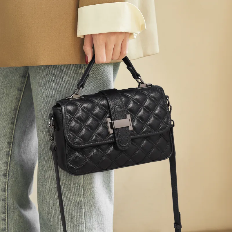 MILLIE'S Cow Leather Underarm Shoulder Bag, Crossbody Bag, Handbag Regular Women's Black/White-1