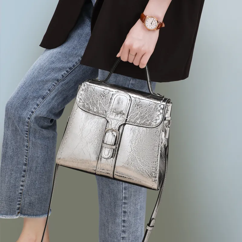 MILLIE'S Cow Leather Handbag, Underarm Shoulder Bag, Crossbody Bag, Small Square Bag Regular Women's Multicolor-16