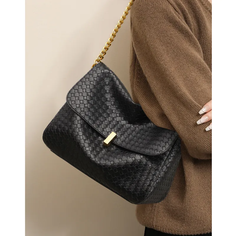 MILLIE'S Cow Leather Tote Crossbody Bag, Shoulder Bag, Chain Shoulder Bag Regular Women's Black-1