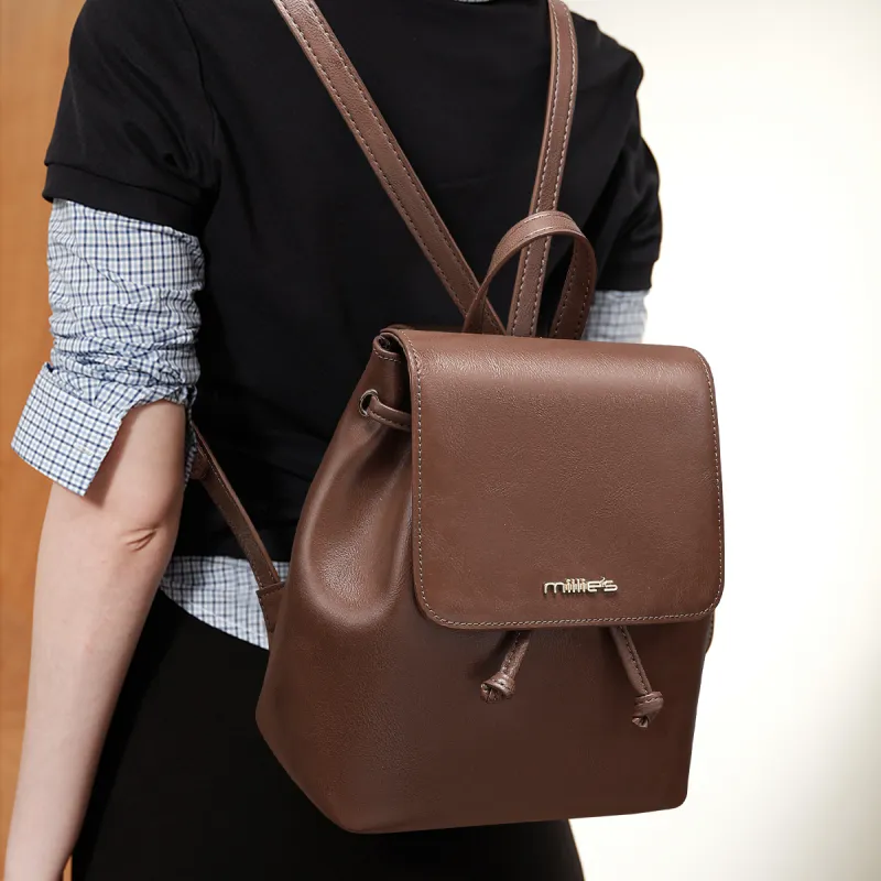 MILLIE'S Cow Leather With Synthetic Leather Backpack Women's Vintage Brown-4