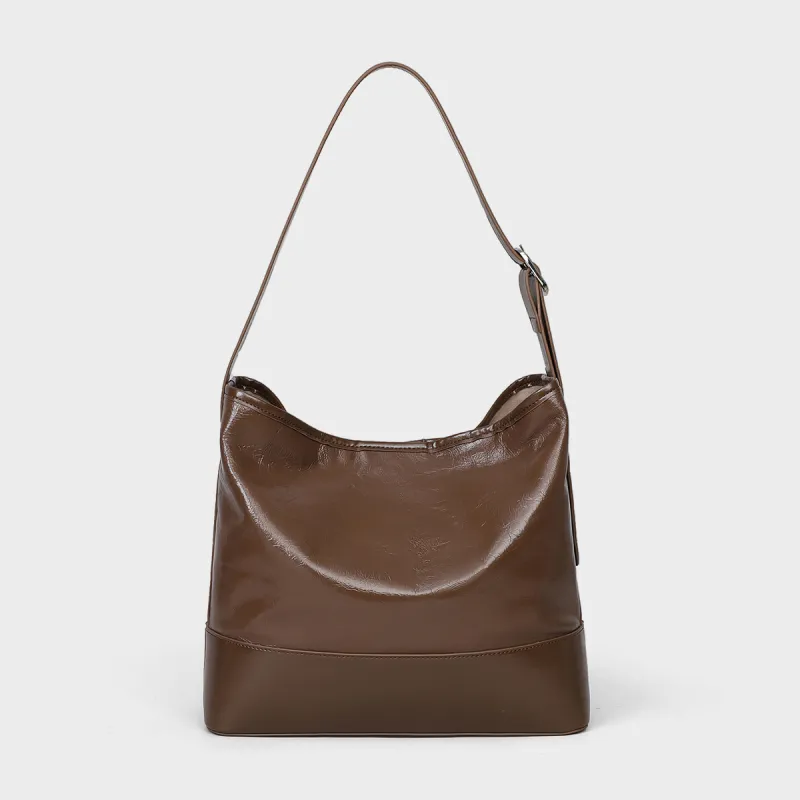 MILLIE'S Cow Leather Handbag Shoulder Bag Hobo Bag Tote Regular Women's Brown-6