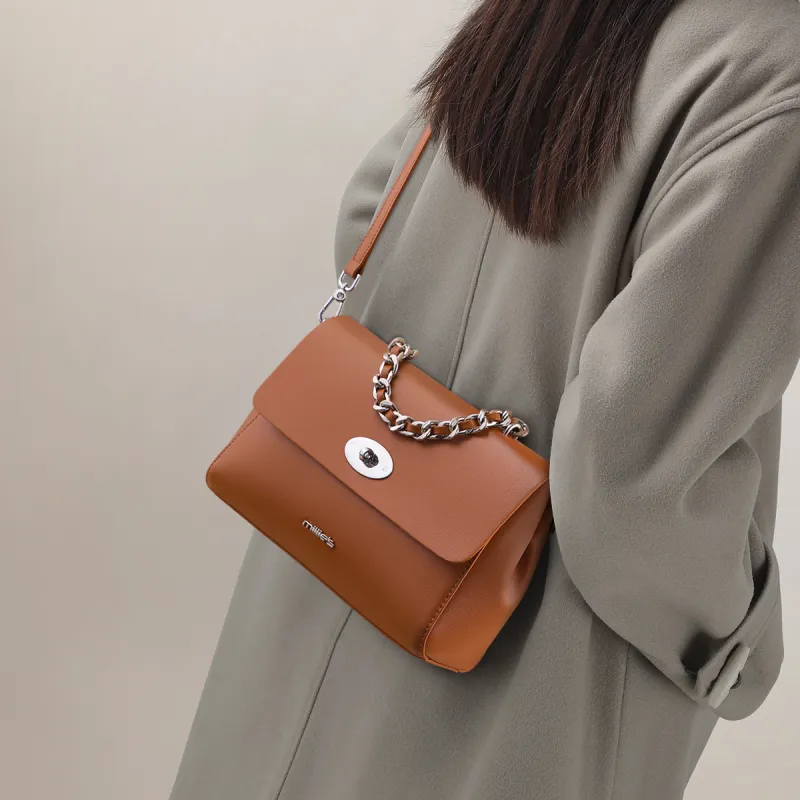 MILLIE'S Synthetic Leather Shoulder Bag, Crossbody Bag Regular Women's Gold Brown-3