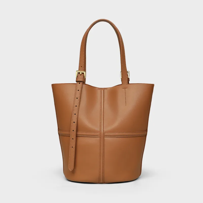 MILLIE'S Cow Leather Shoulder Bag Regular Women's Coffee/Cookie-9